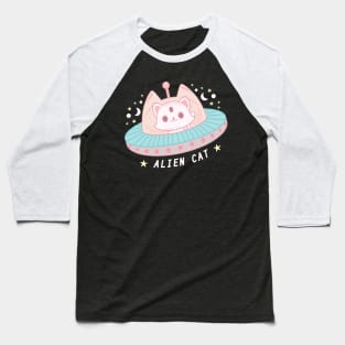 UFO Alien Cat Baseball T-Shirt